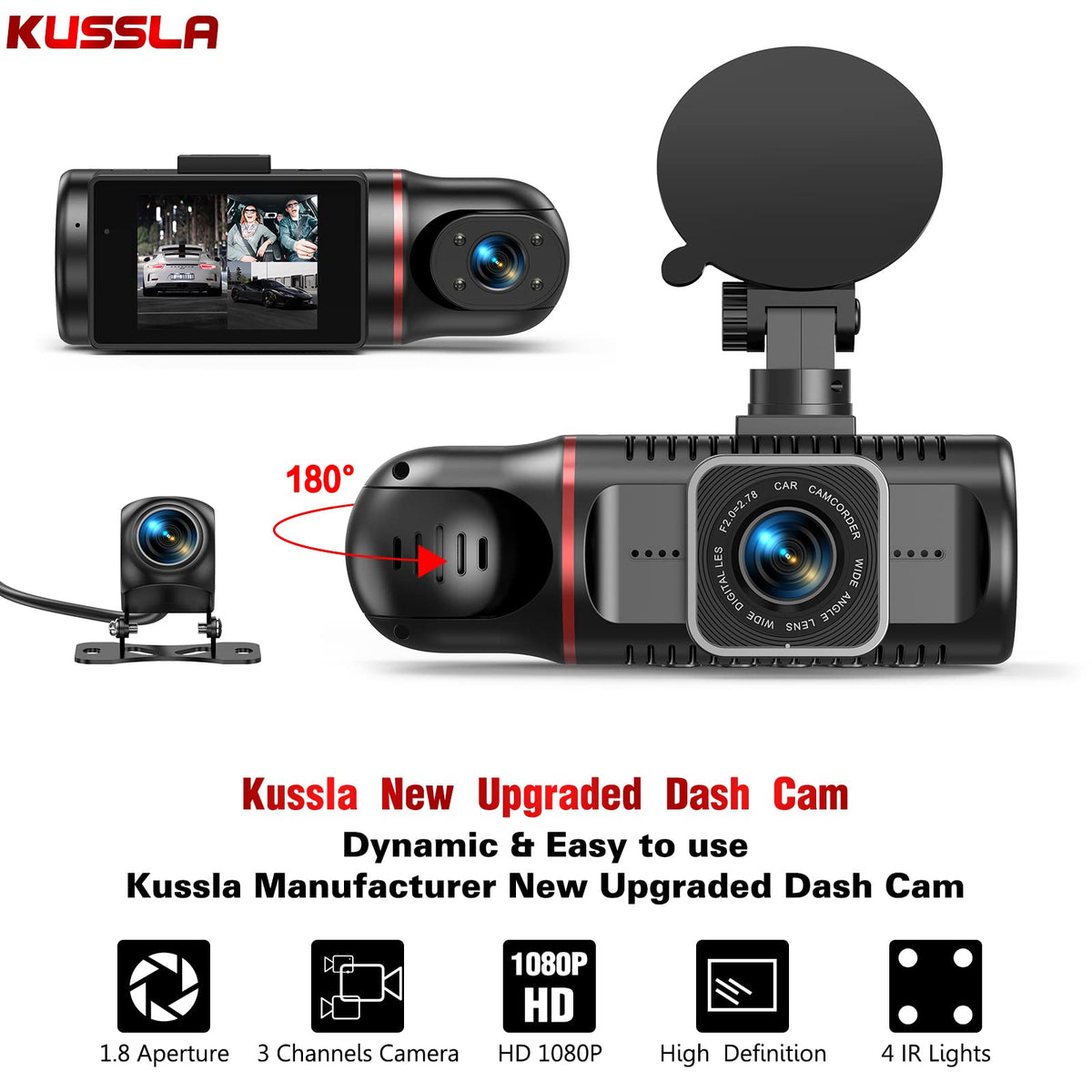 Kussla lifestyle dashboard view showing multi-angle monitoring for driver confidence