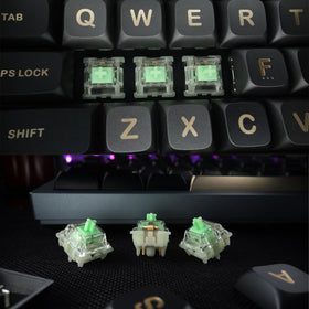 kutethy switch next to keycap for scale showing compatibility with MX keycaps