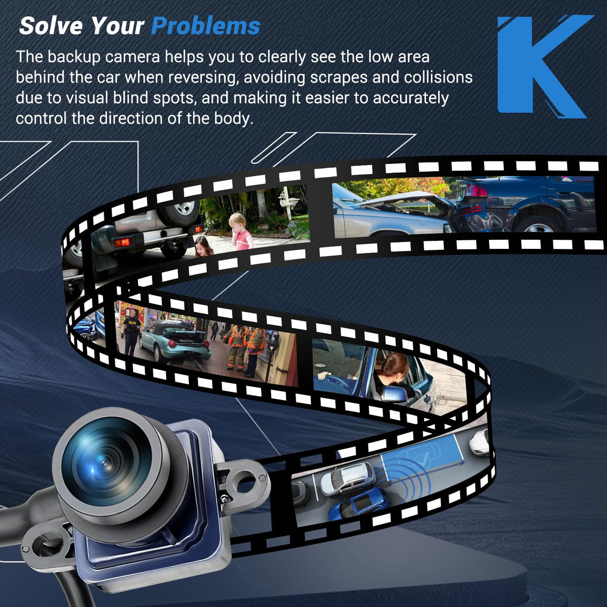 KUTTOLE camera installed on van rear demonstrating real-world parking aid benefit