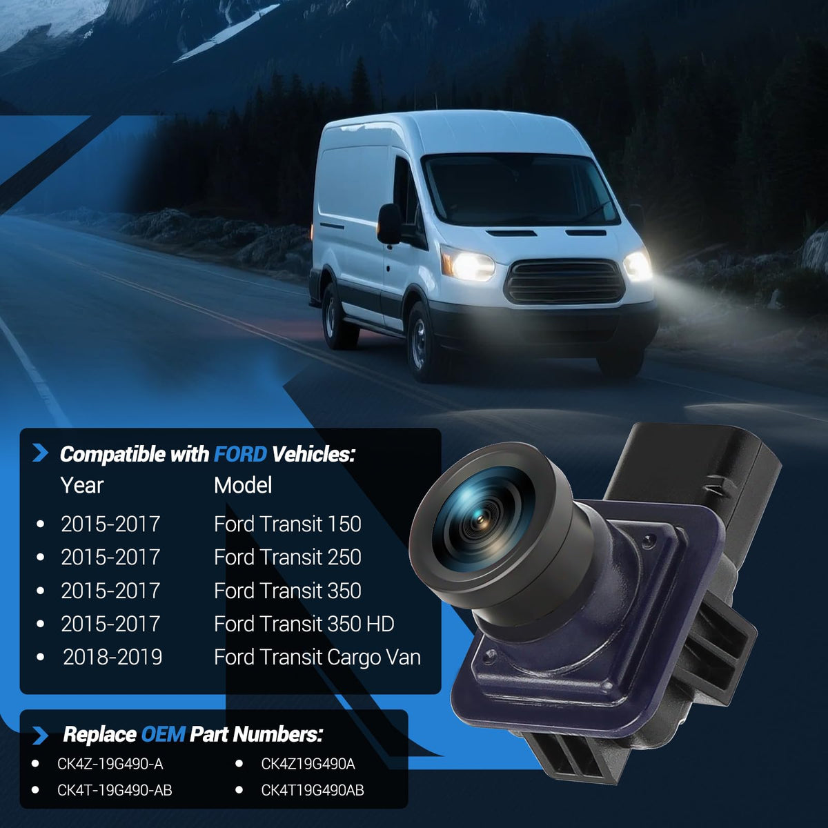 KUTTOLE camera installed on Ford Transit rear, boosting rear visibility while reversing