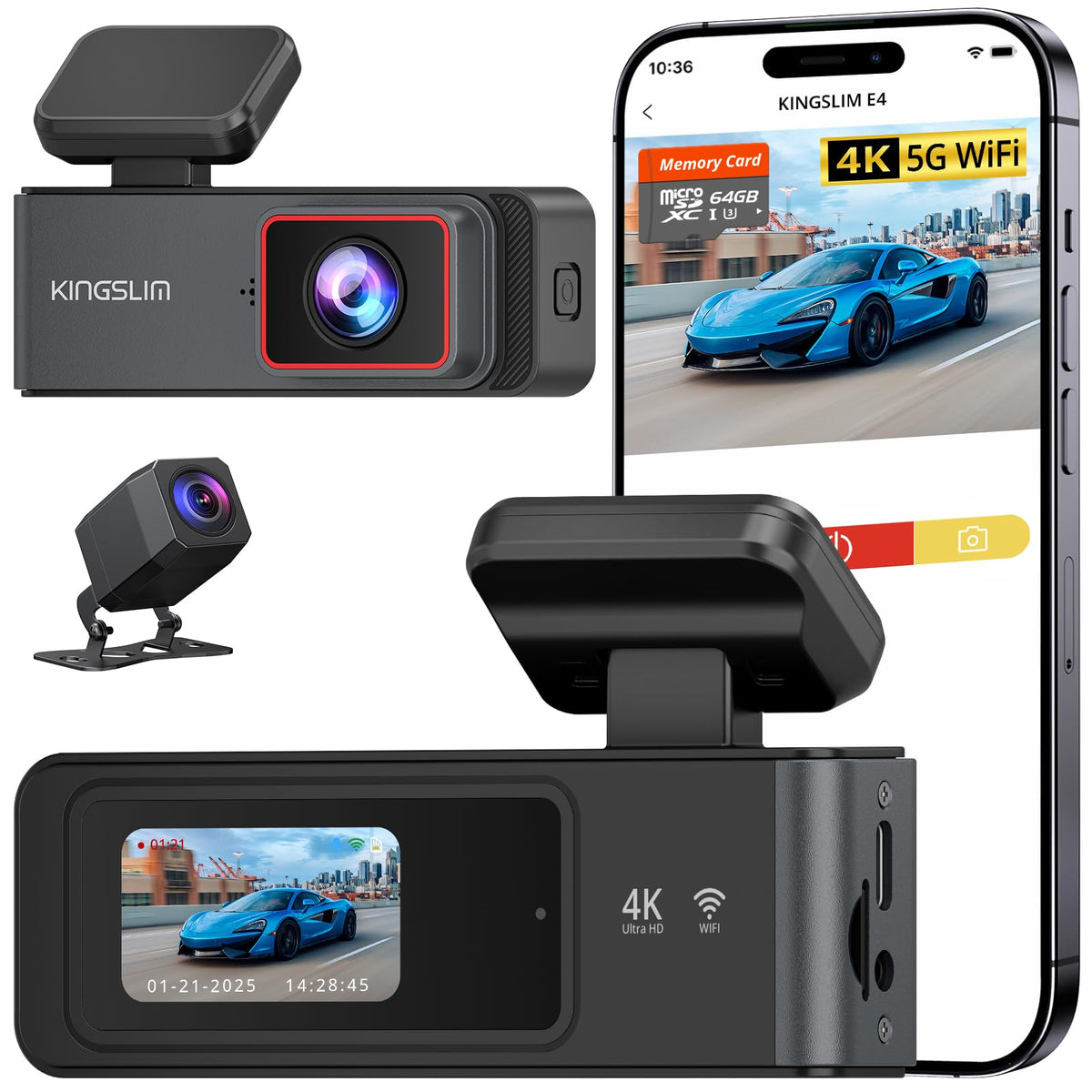 Kingslim dash cam front camera delivers 4K clarity for safer daytime driving