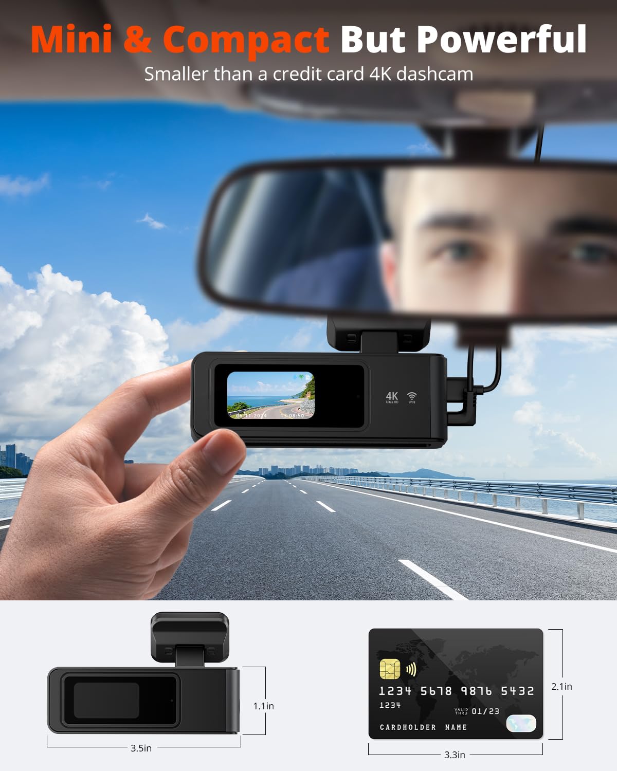 Kingslim dash cam uses 5G WiFi for fast video transfer to your phone