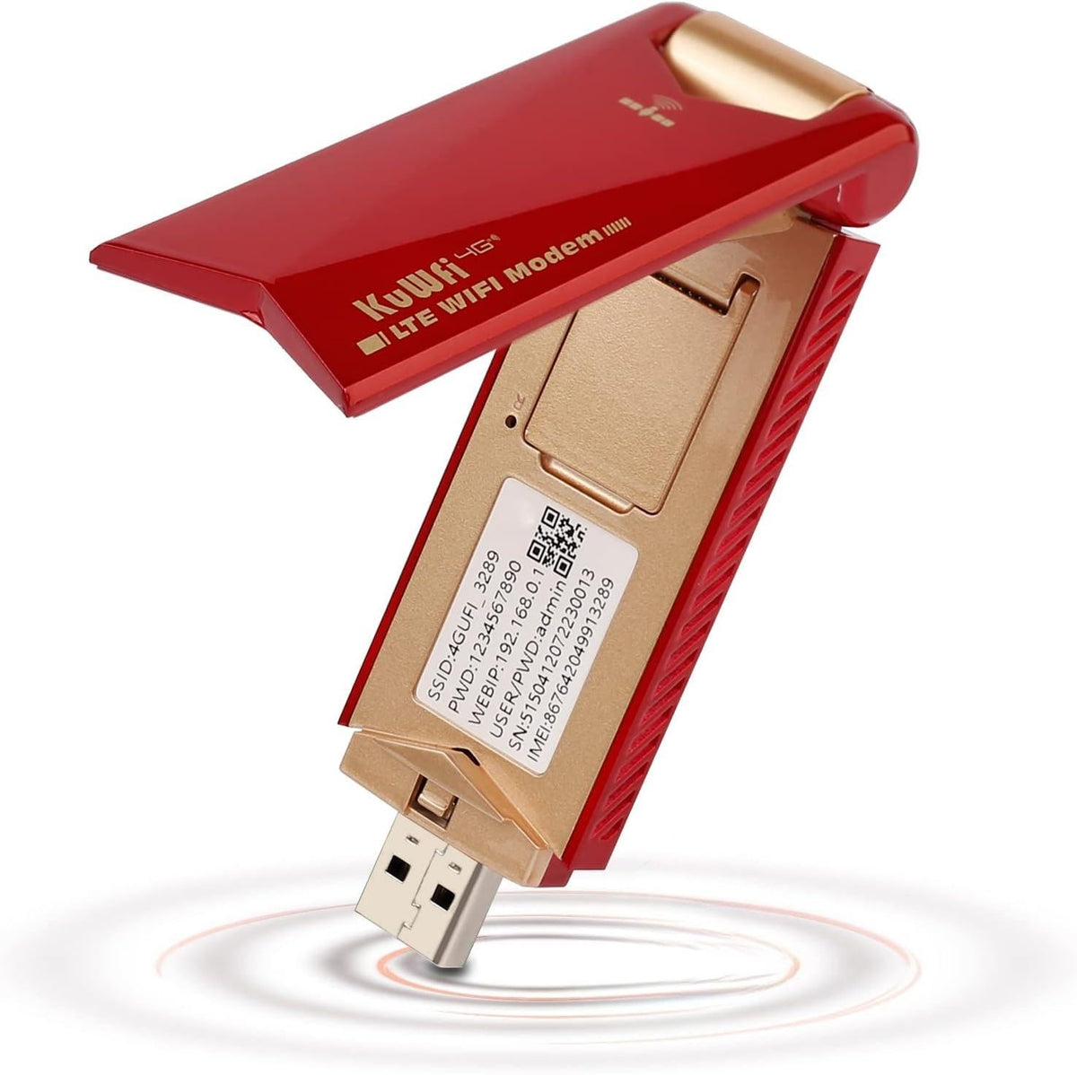 KuWFi front view of USB dongle showing compact design and easy portability