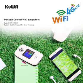 KuWFi held in hand to show pocketable size and travel-friendly advantage