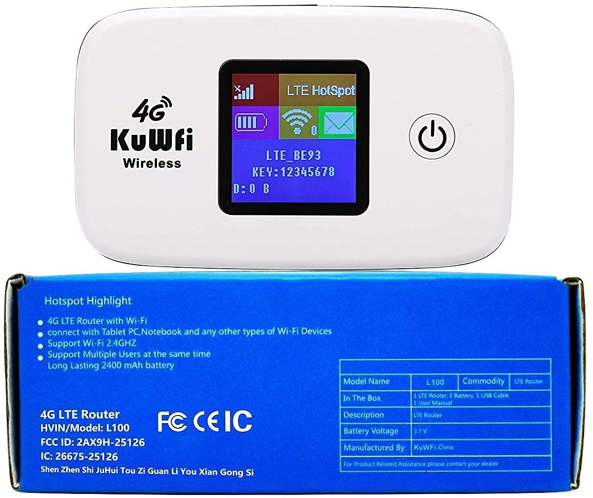 KuWFi LCD screen displaying signal and battery for quick connection status