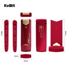 KuWFi mounted on USB charger demonstrating flexible power options on the go