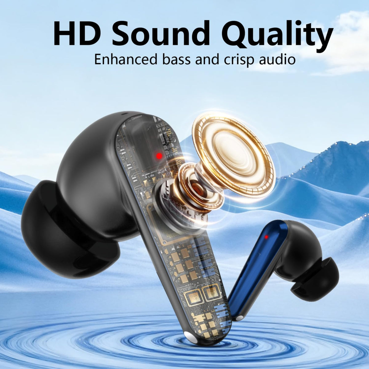 KVANCEGR earbuds worn in ear demonstrating secure comfortable fit during commute
