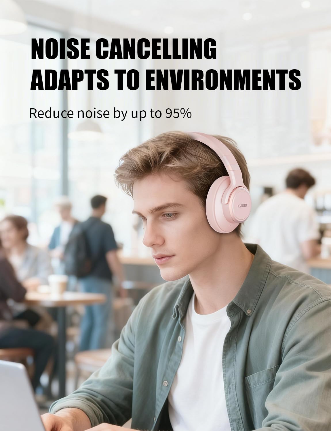 KVIDIO closeup of memory foam earcup, demonstrates long‑wear comfort