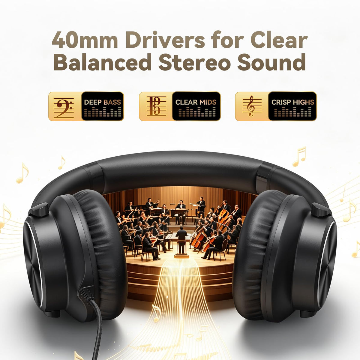 KVIDIO headphones with 90-degree swivel ear cups for comfortable wear.