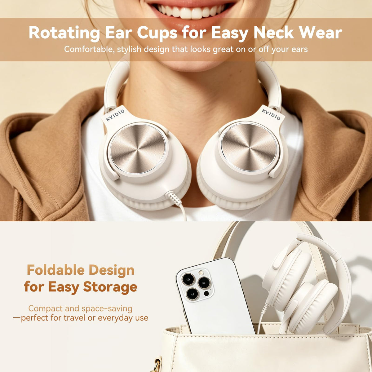 KVIDIO leather ear cushions offer soft comfort for extended listening sessions