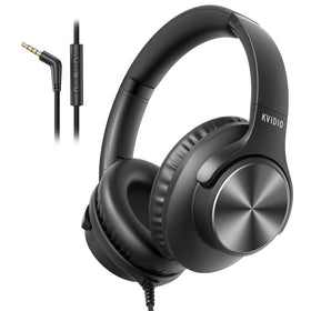 KVIDIO wired headphones folded for travel, compact and easy to carry.