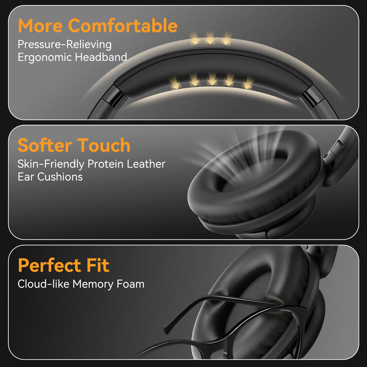 KVIDIO over-ear design provides immersive sound for study and travel.