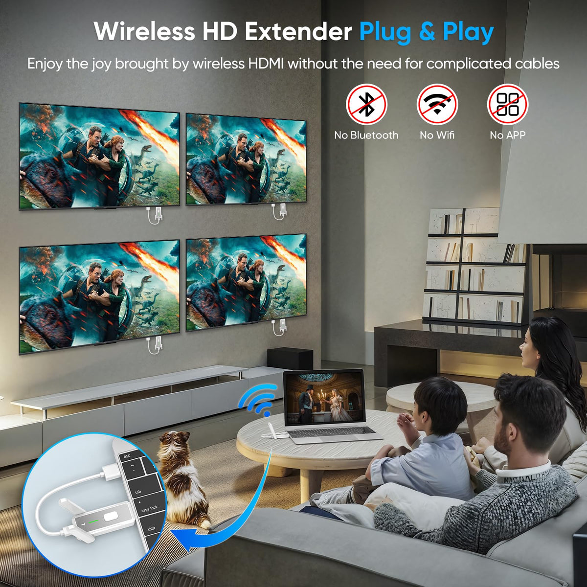 KVZOO wireless HDMI range up to 500 feet.