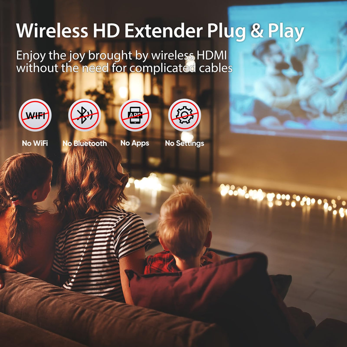 KVZOO receiver plugged into TV showing wireless HDMI benefit for clean setups