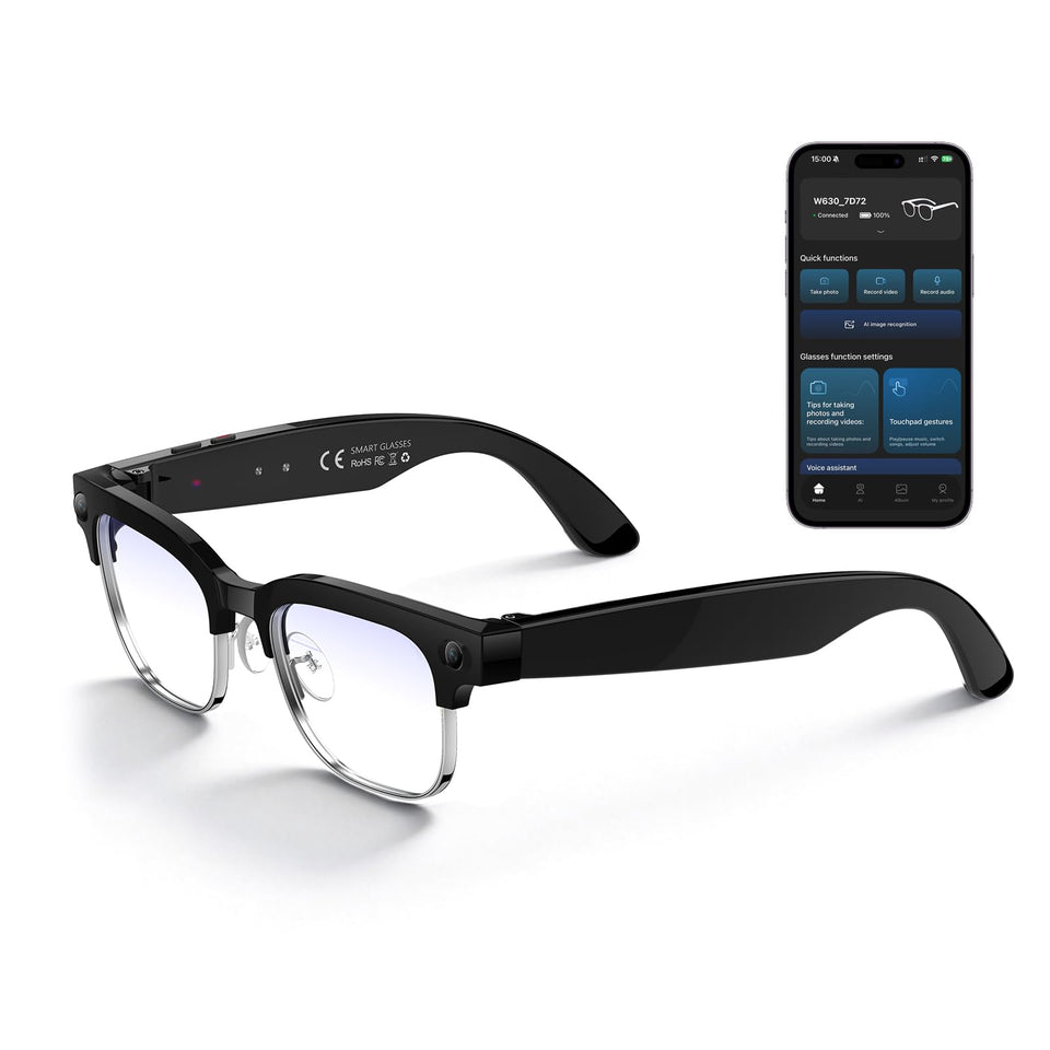 KWENRUN AI Smart Glasses with 8MP camera capture crisp photos on the go, ideal for travel vlogs.