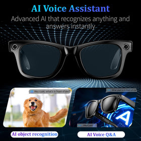 KWENRUN AI Smart Glasses Bluetooth audio for hands-free calls.