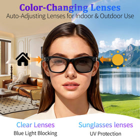 KWENRUN AI Smart Glasses photochromic lenses for indoor-outdoor comfort.