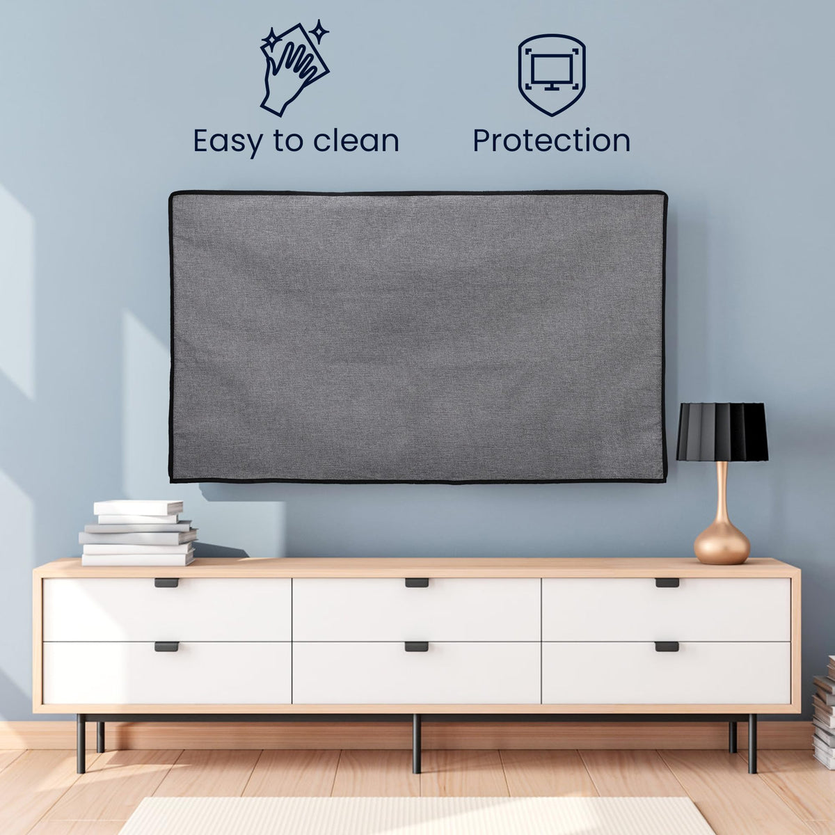kwmobile dust cover 55-inch TV back ports access keeps cables reachable.