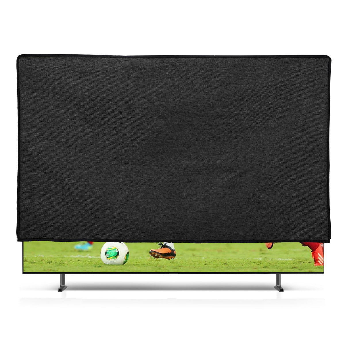 kwmobile 65-inch TV dust cover in dark-grey linen fabric detail for durability