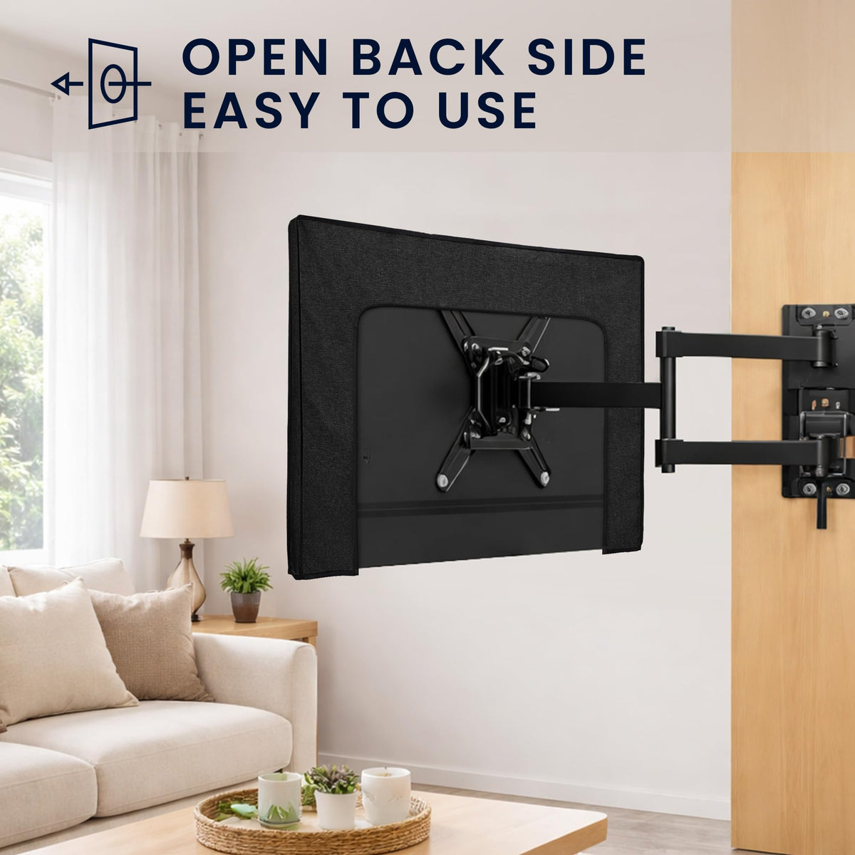 kwmobile foldable dust cover for 65-inch TV stores compactly when not in use