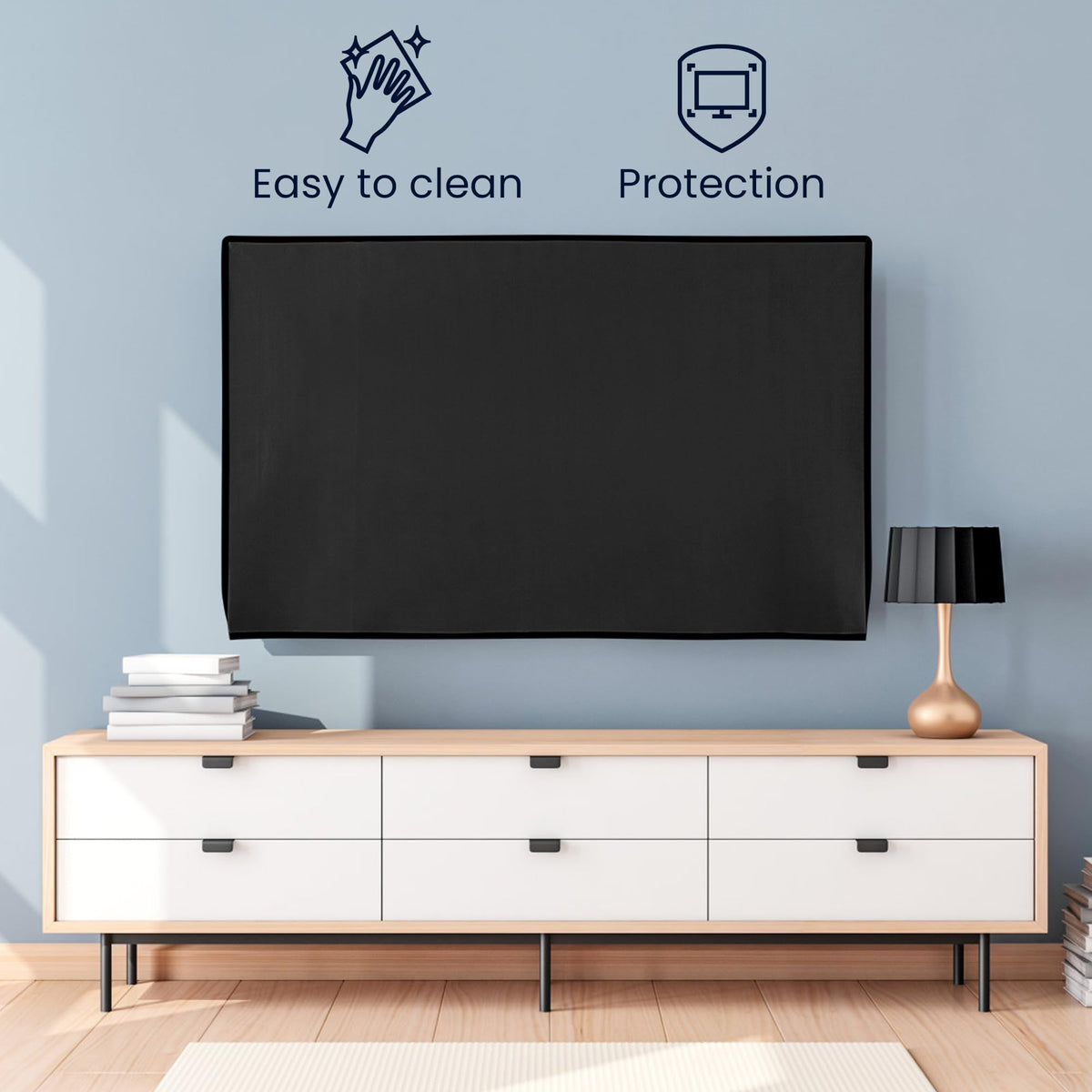 kwmobile indoor 40-inch TV cover back view shows rear cable opening for easy access.