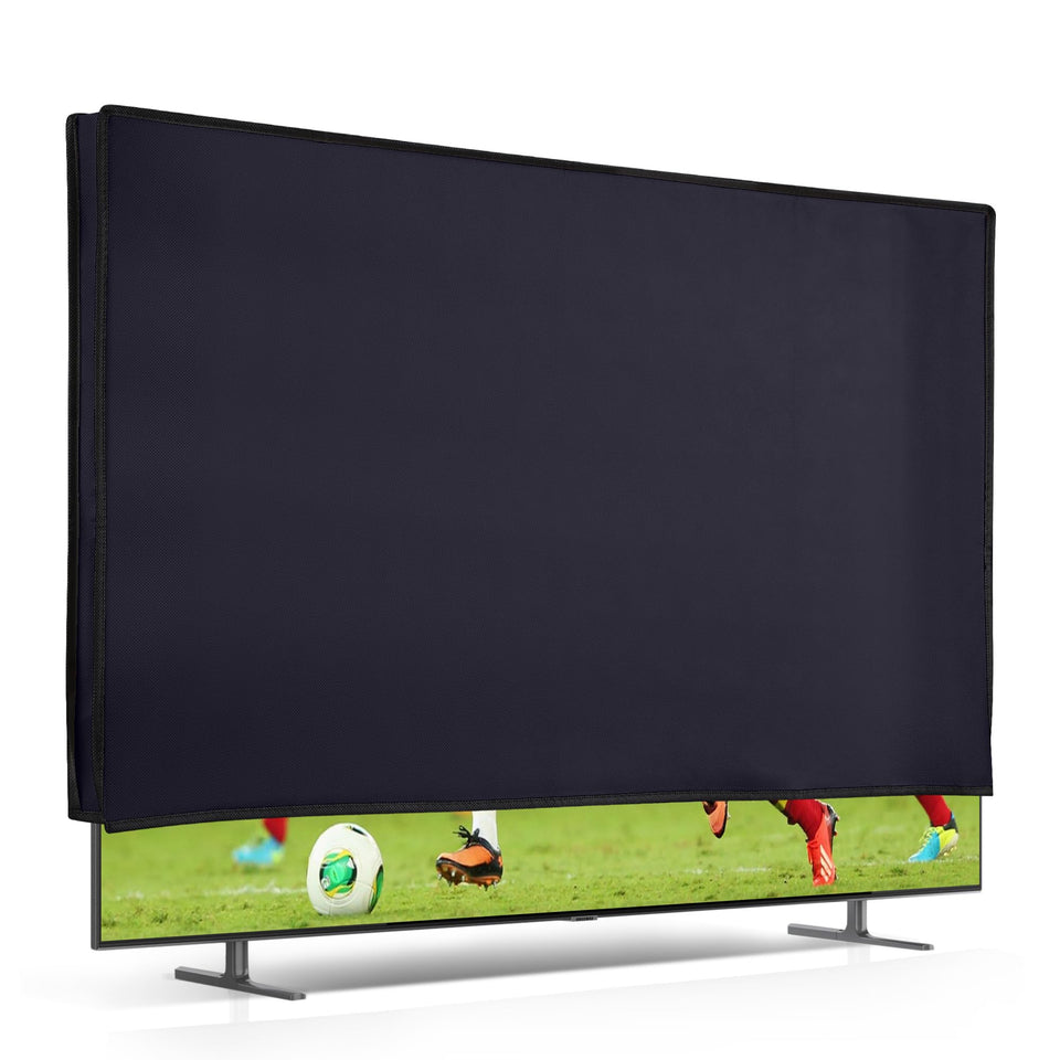 kwmobile Indoor 75-inch TV cover protects the screen from dust and fingerprints in the living room.