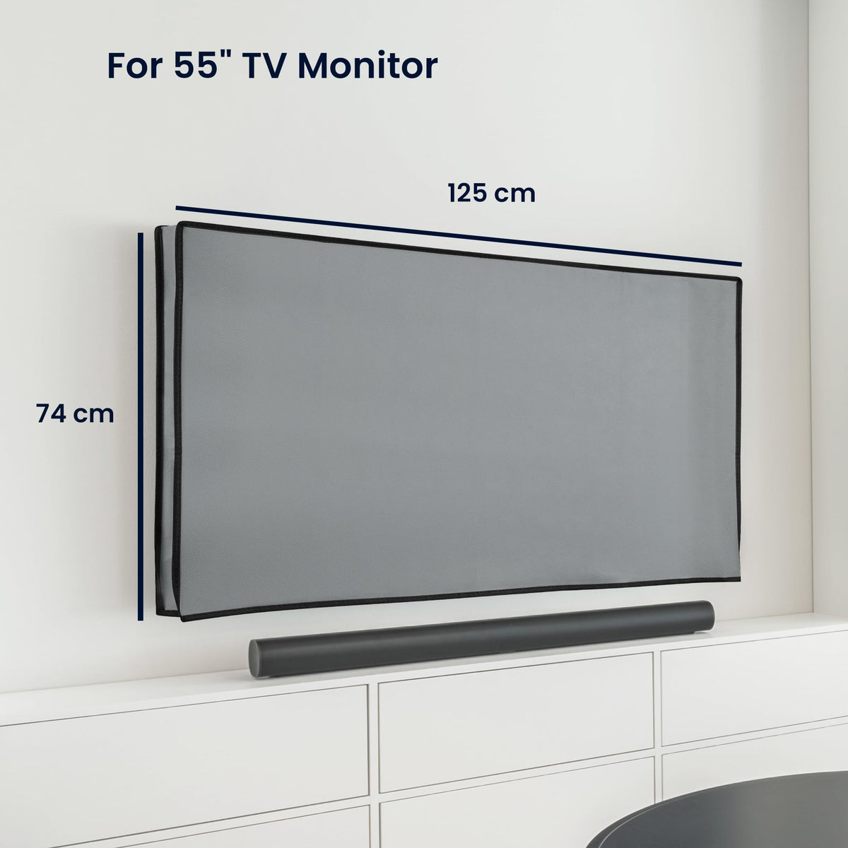 kwmobile indoor tv cover folded for space-saving storage.