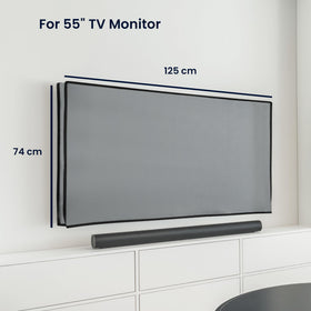 kwmobile indoor tv cover folded for space-saving storage.