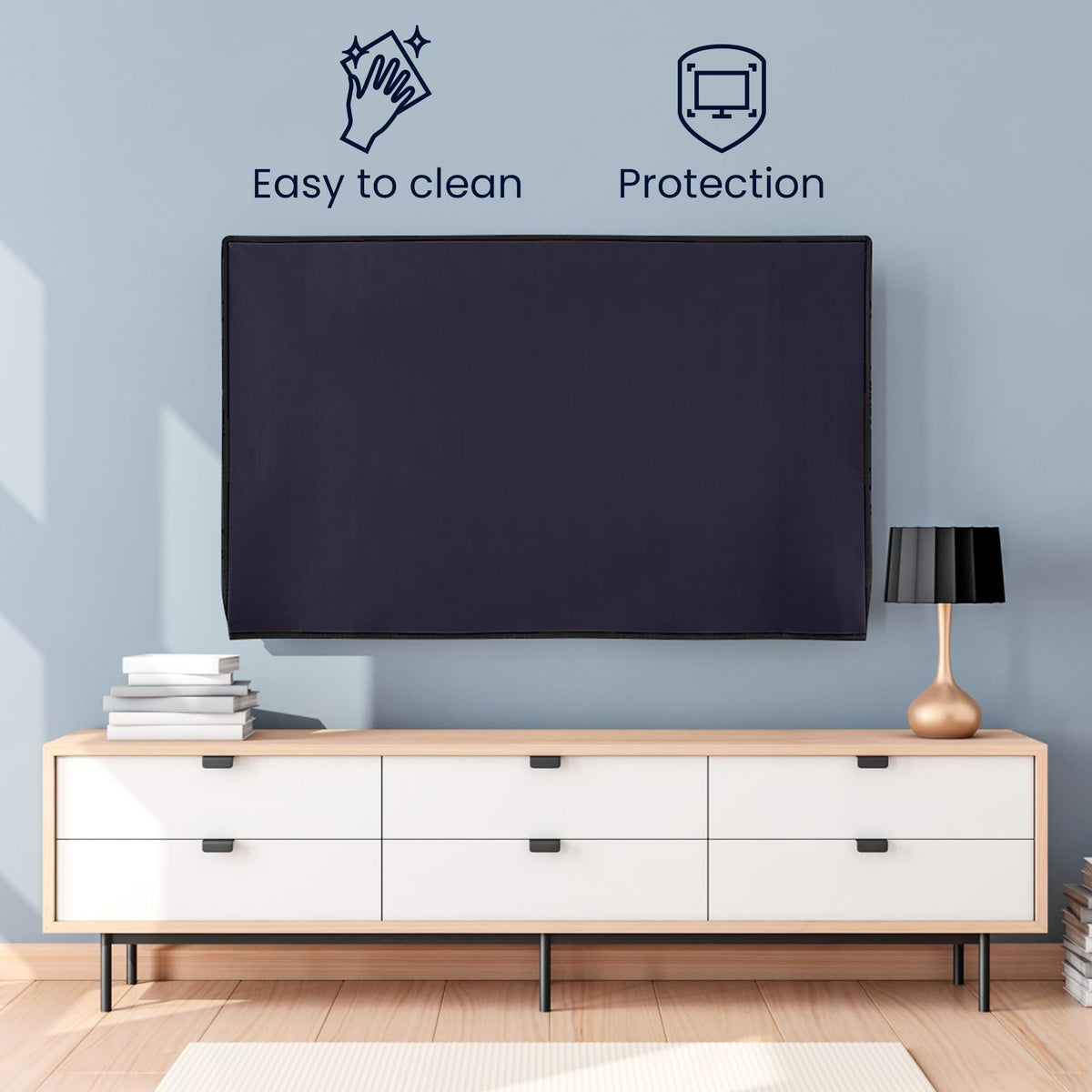 kwmobile TV screen dust cover with back access for easy cable management.