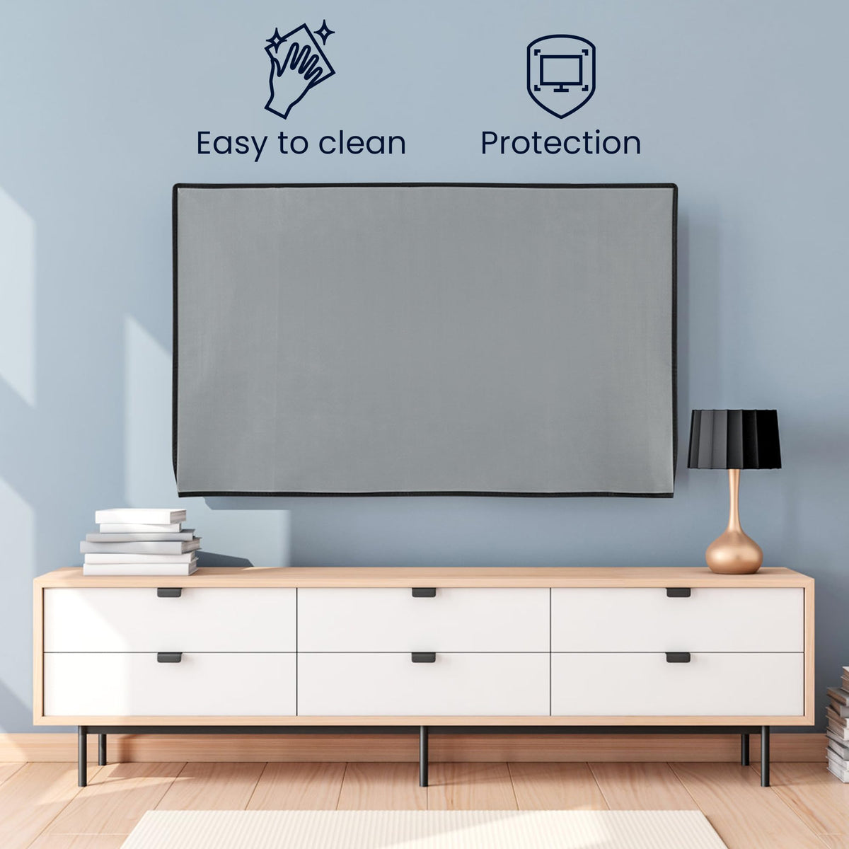 kwmobile TV screen protector using synthetic fabric shields against UV exposure.
