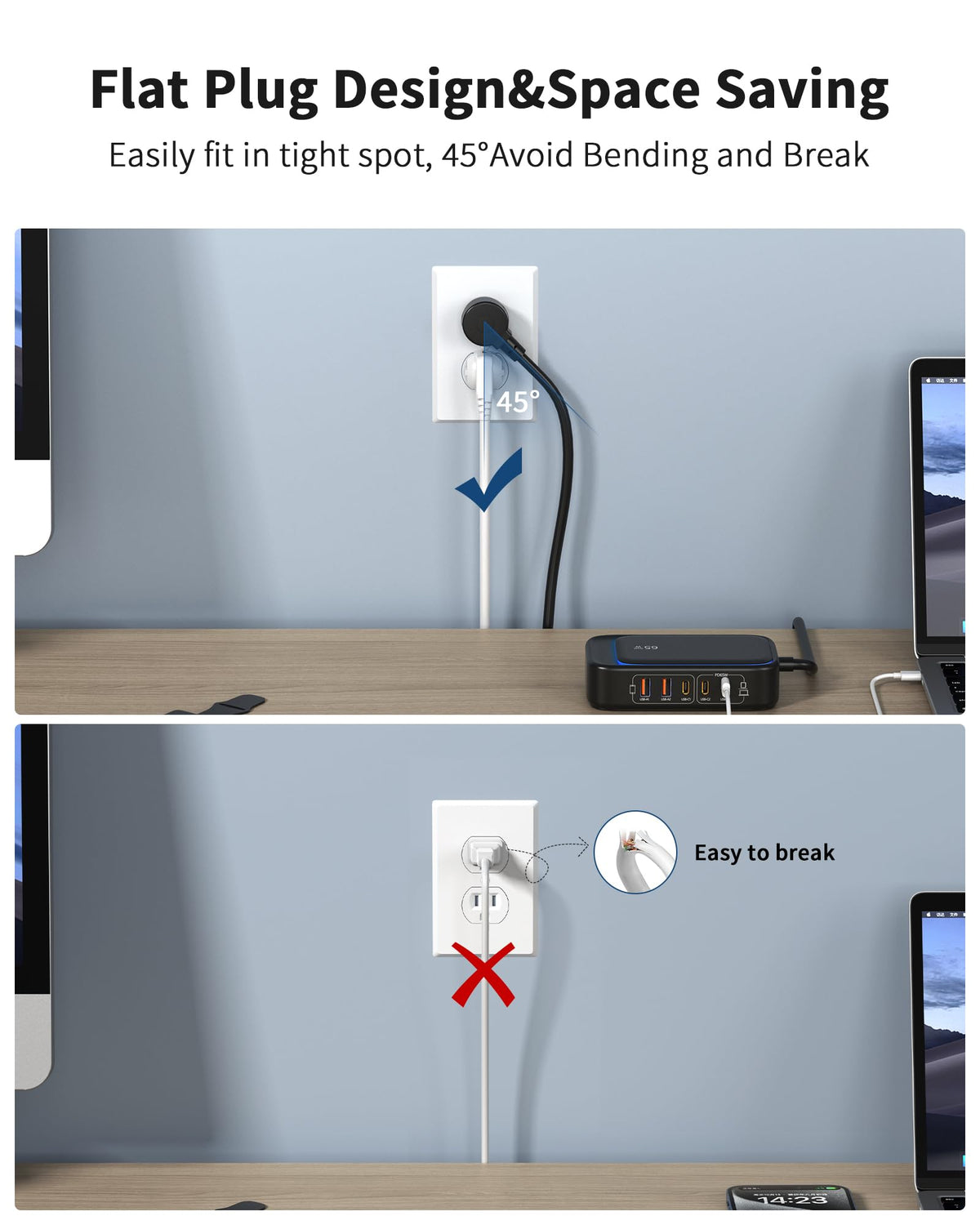 KWRNVO 65W charging capability powers laptops quickly