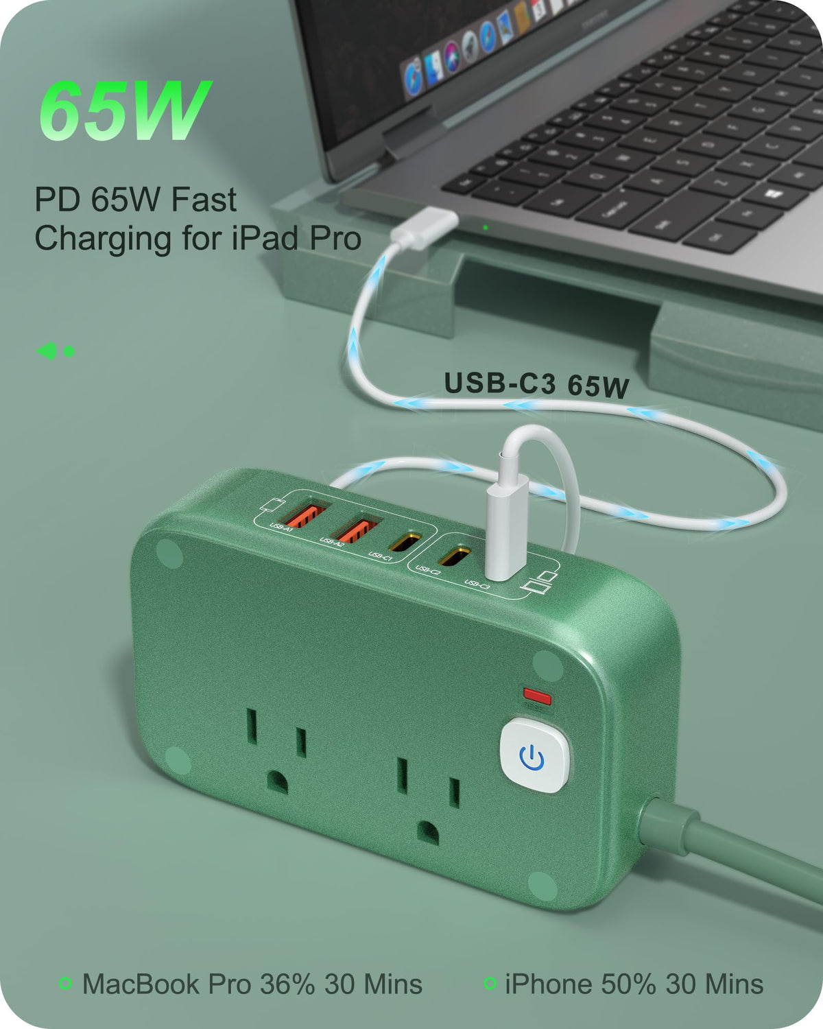 KWRNVO USB-C ports enabling fast charging for laptop and devices