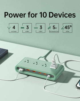 KWRNVO angled flat plug tucked behind furniture to save space