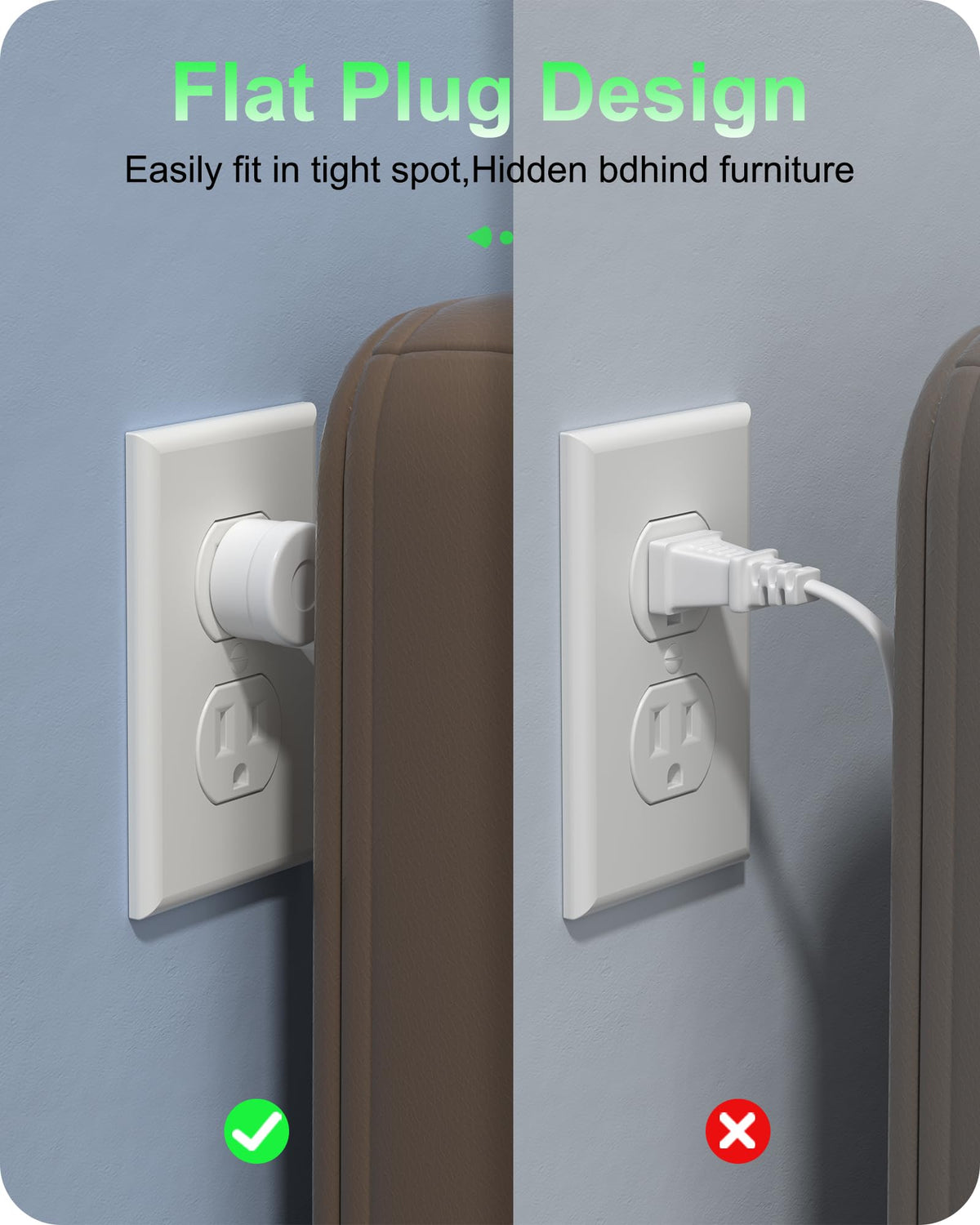 KWRNVO flat wall plug design saves desk space