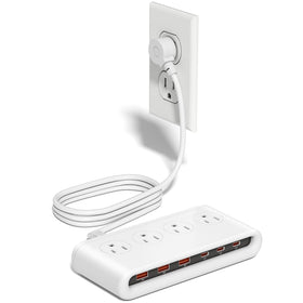 KWRNVO front view showing all ports and outlets, keeps desk organized