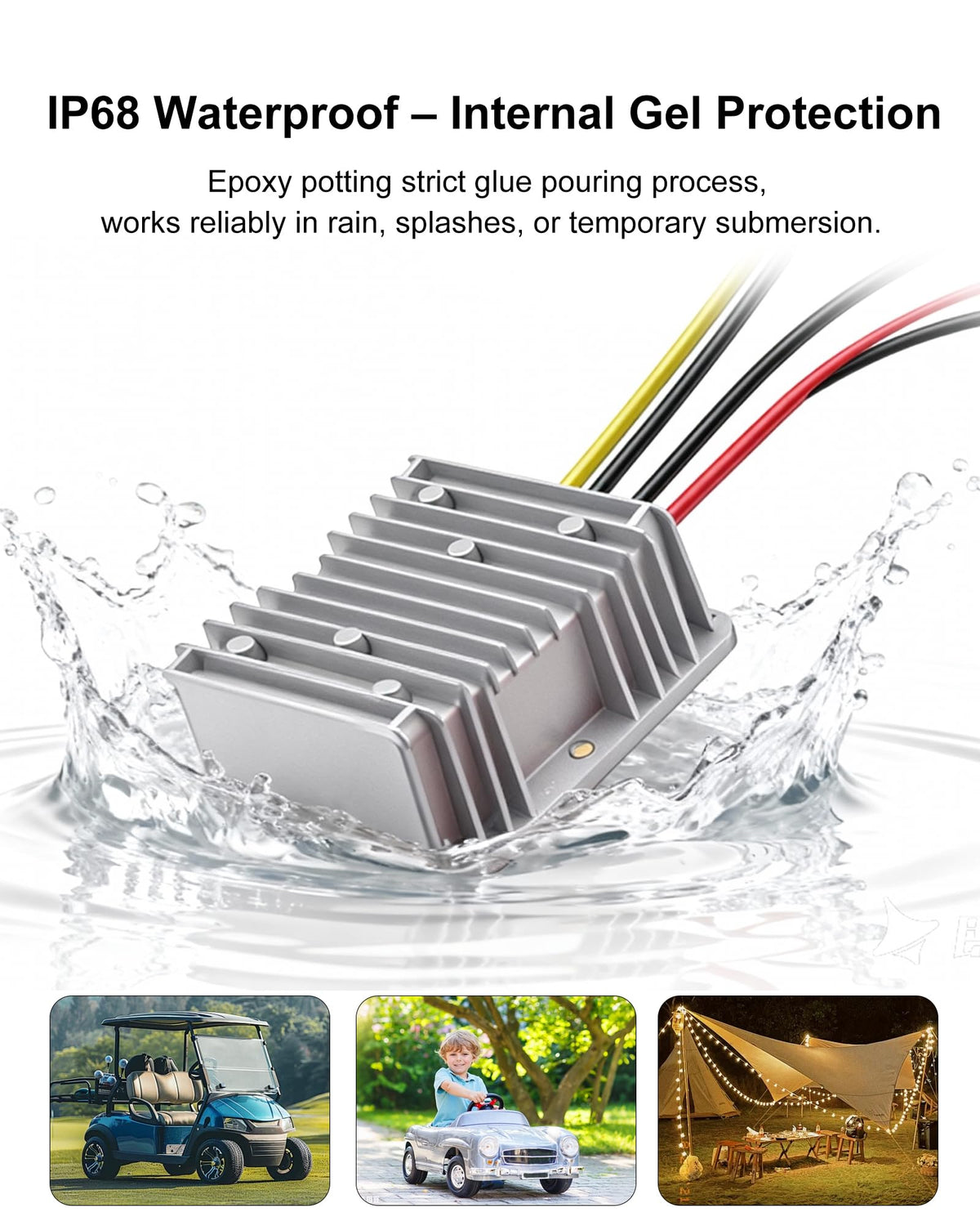 KWRNVO golf-cart application setup supports reliable 12V power for lights and accessories.