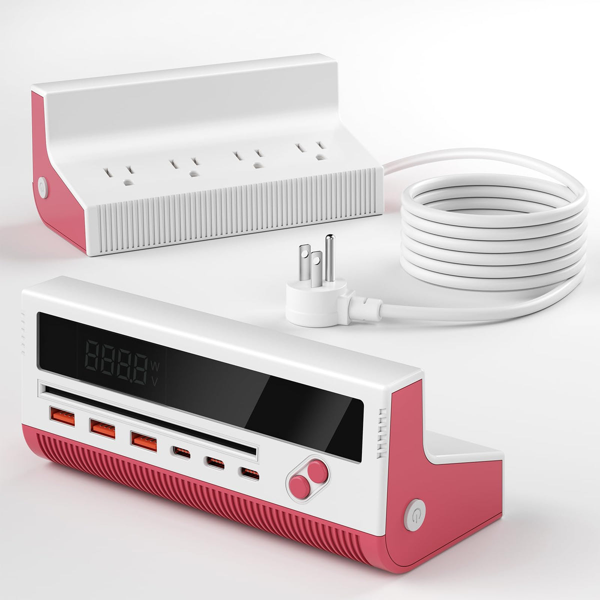 KWRNVO power strip with four AC outlets enables convenient multi-device charging.