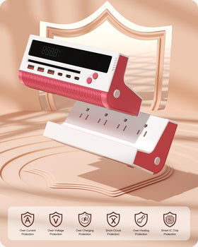 KWRNVO power strip extension cord five feet provides flexible placement.