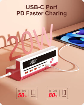 KWRNVO power strip with USB-A ports simplifies charging older devices.