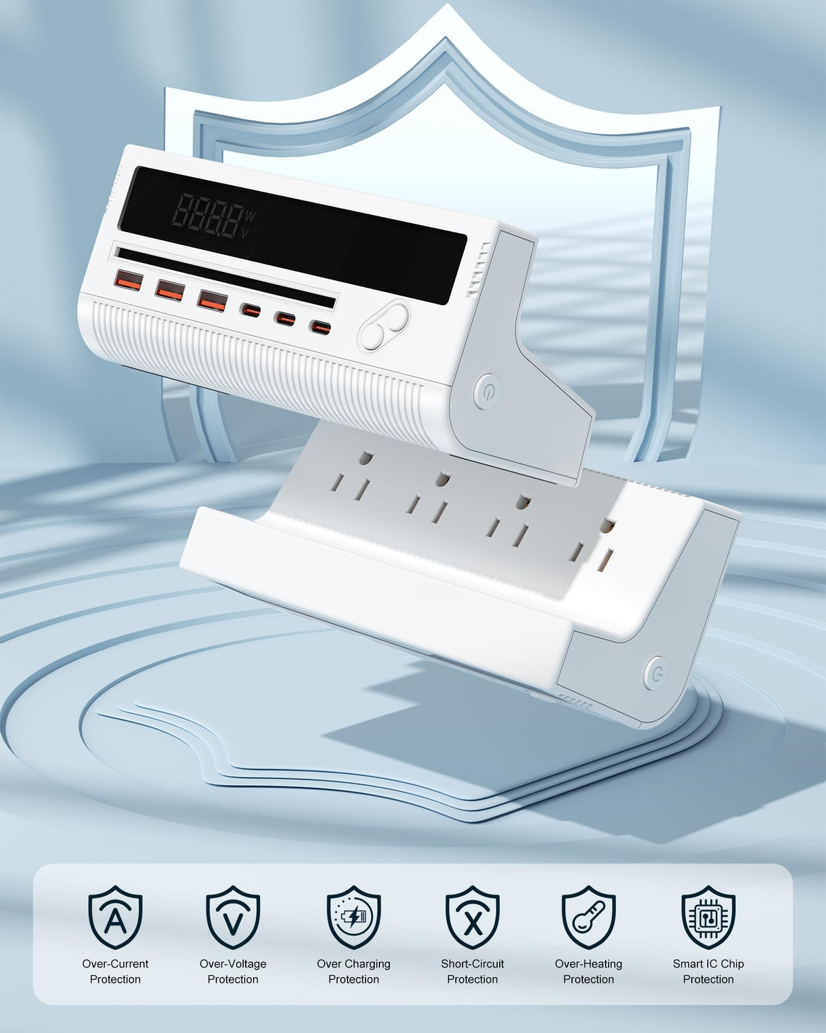 KWRNVO real-time power display shows voltage and usage on the hub