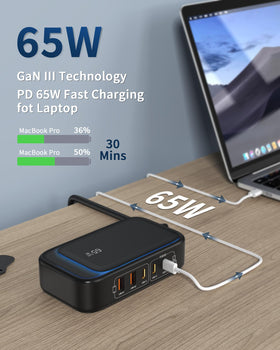 KWRNVO 7-in-1 arrangement with USB-C and USB-A ports for devices