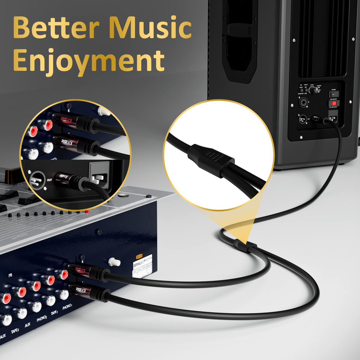 Kxable RCA Y-adapter shielded design minimizes EMI and RFI interference for cleaner audio.