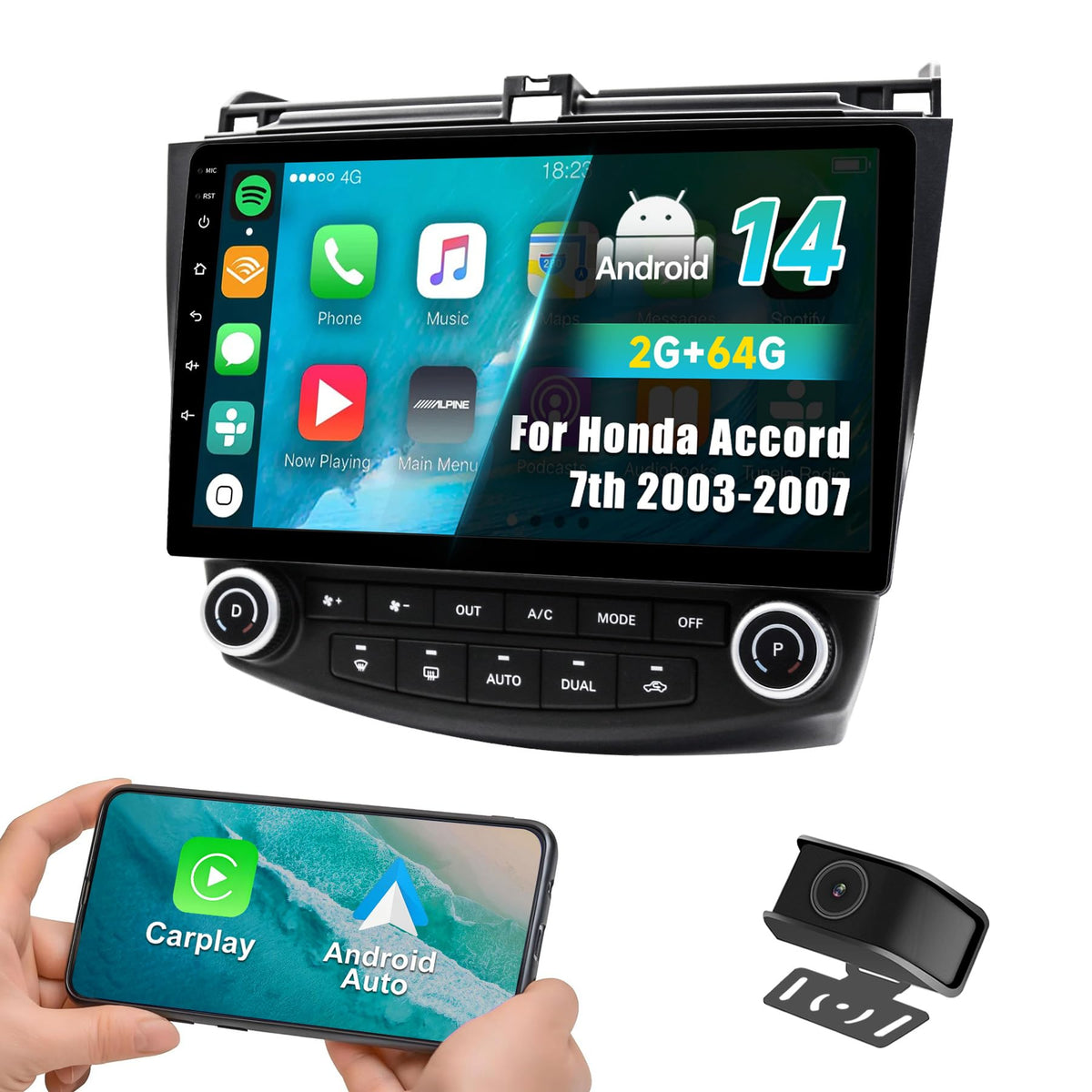 Kxwopem Honda Accord 2003-2007 Android 14 10-inch display for clear navigation