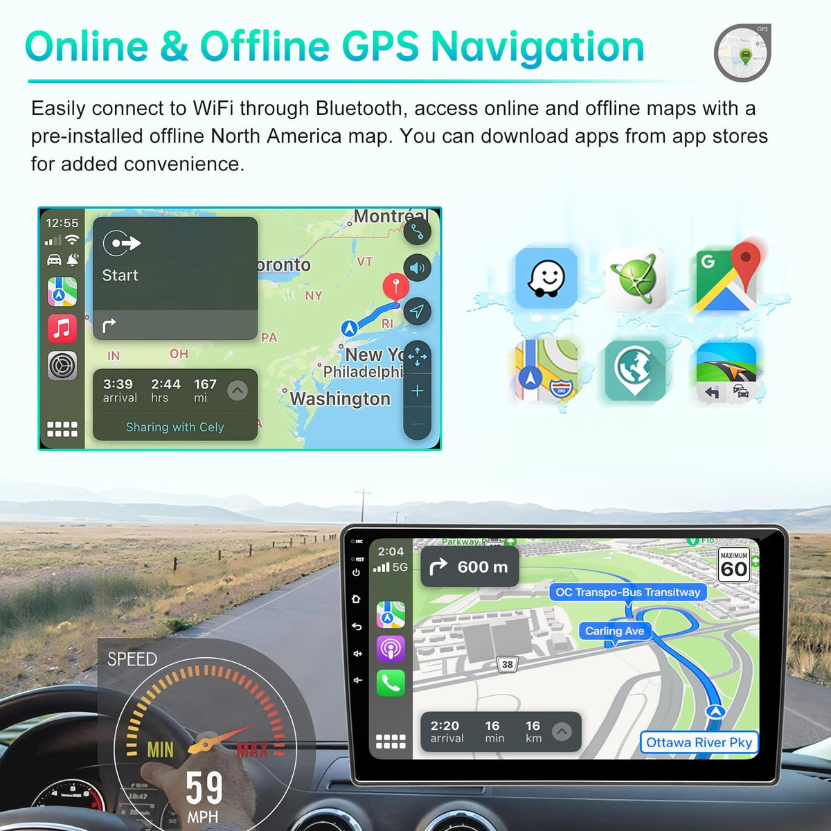 Kxwopem built-in GPS and Wi-Fi for online maps and updates