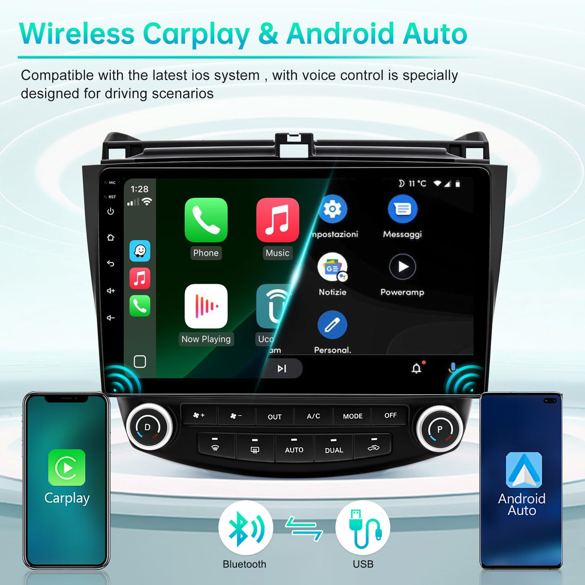 Kxwopem Honda Accord wireless CarPlay Android Auto connects devices safely