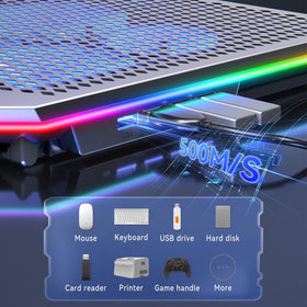 KYOLLY universal base secures 15.6–21 inch laptops.