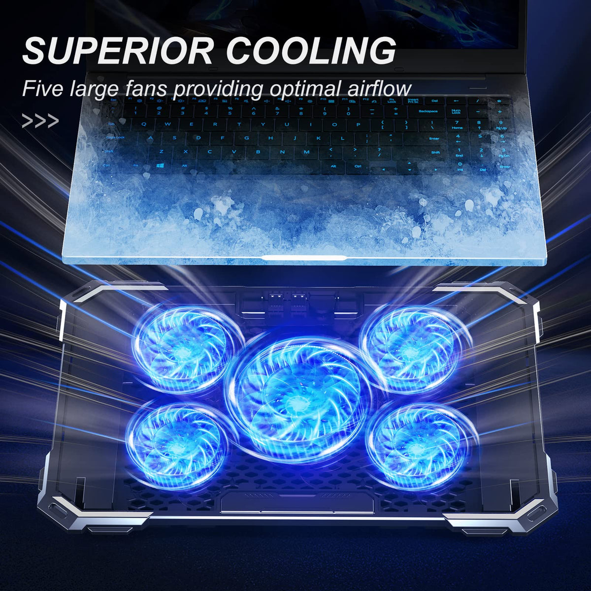KYOLLY cooling pad ergonomic stand raises screen height to reduce neck strain