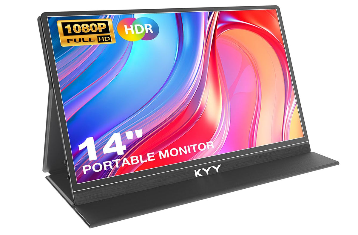 KYY 14-inch portable monitor front view for crisp mobile productivity