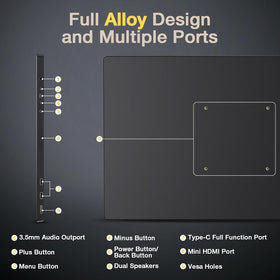 KYY 4K Portable Monitor built-in stereo speakers for immersive sound