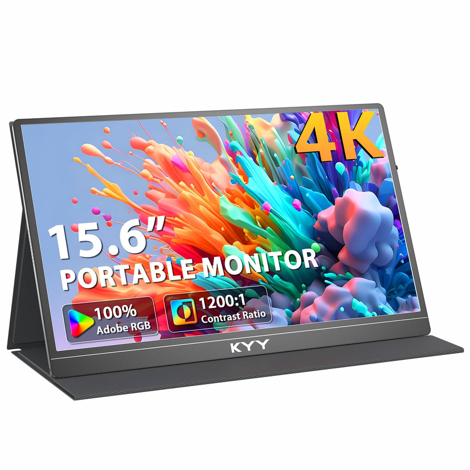KYY 4K Portable Monitor front view with crisp UHD details for work or play